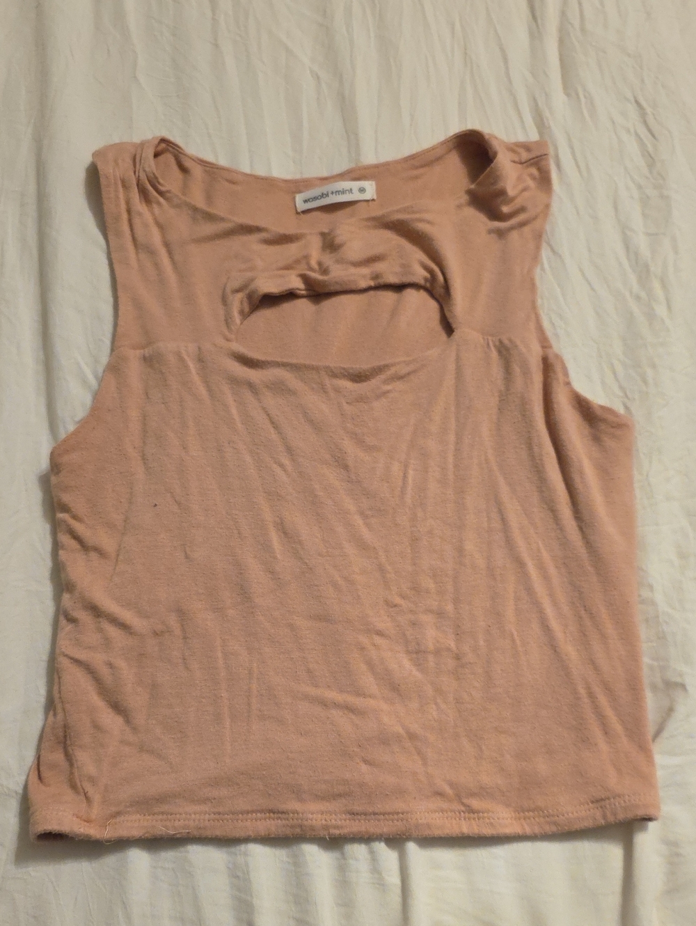 Woodland Mint Peach Sleeveless Cutout Tank